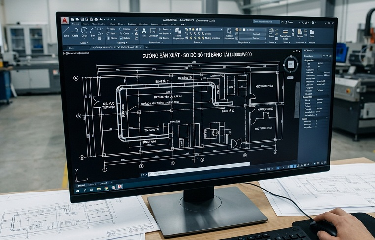 Bản vẽ băng tải: Ký hiệu, phần mềm và quy trình thiết kế chuẩn