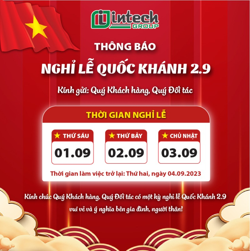 Intech Group thông báo nghỉ lễ Quốc Khánh 2/9 năm 2023