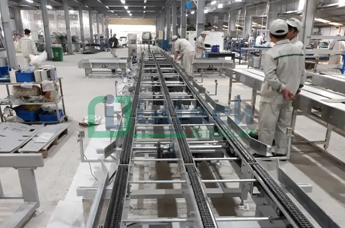 Hệ thống băng tải chở pallet