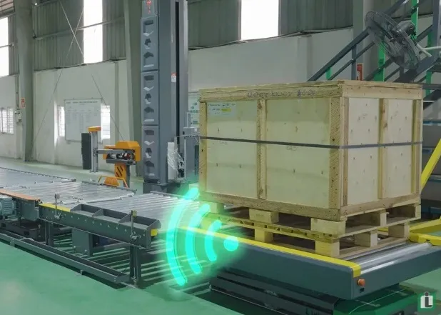 AMR autonomous robot integrated with automatic film wrapping machine