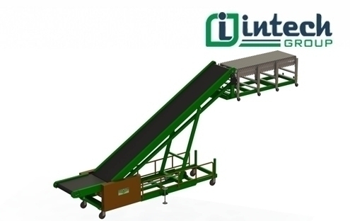 Conveyor conveys goods up and down the car