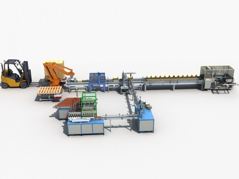 Automatic packing, erecting and bottom sealing line