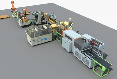 Automatic carton packing and sealing line