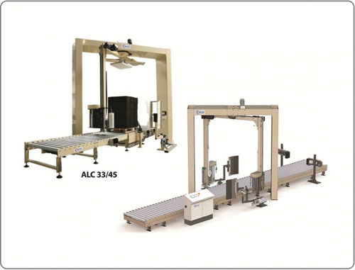 Automatic pallet wrapping line