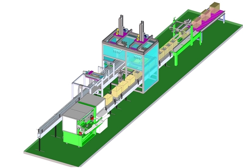 Automatic system of bottling into cartons